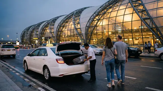 คนขับยกกระเป๋าขึ้นรถที่สนามบินสุวรรณภูมิ